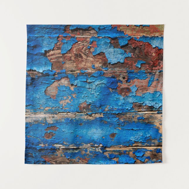 Blaues Holz mit Textur Wandteppich (Vorderseite)