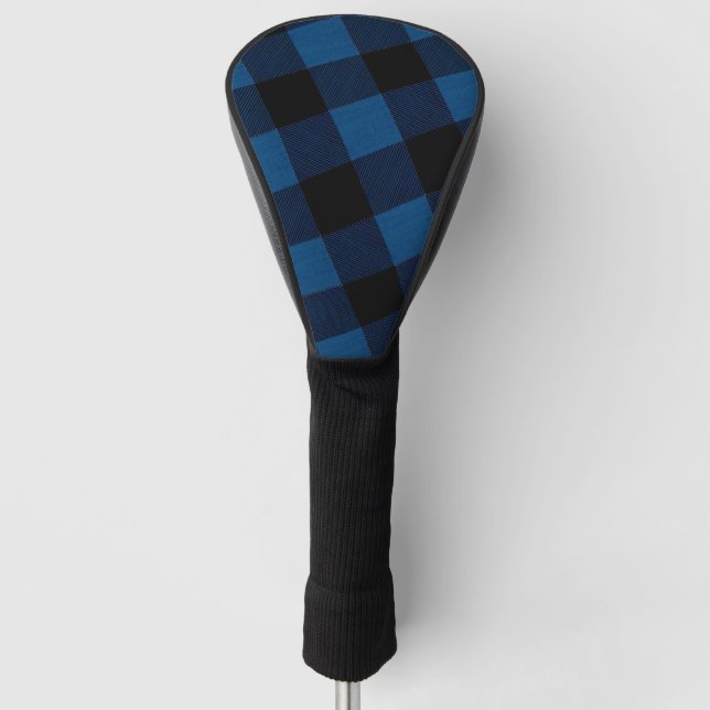 Blaues Holzfäller-Karo Golf Headcover (Vorderseite)