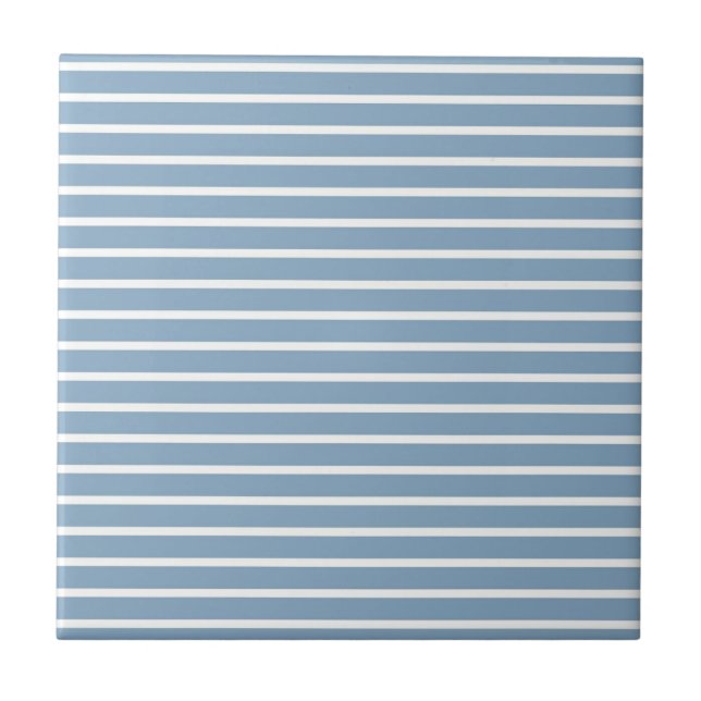 Blaues horizontales Streifenmuster Fliese (Vorderseite)