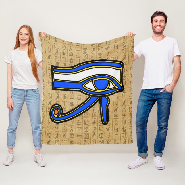Blaues Horn auf Hieroglyphen Fleecedecke (Beispiel)