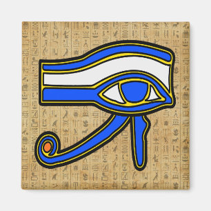 Blaues Horn auf Hieroglyphen-Magnet Magnet