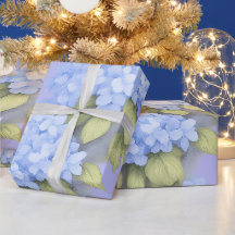 Blaues Hortensien-Blumen-Geschenkpapier