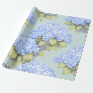 Blaues Hortensien-Blumenverpackungspapier – Boutiq Geschenkpapier