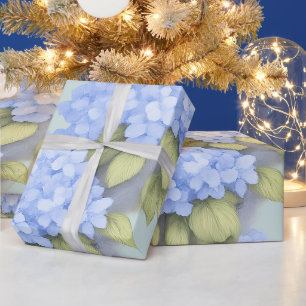Blaues Hortensien-Blumenverpackungspapier – Boutiq Geschenkpapier