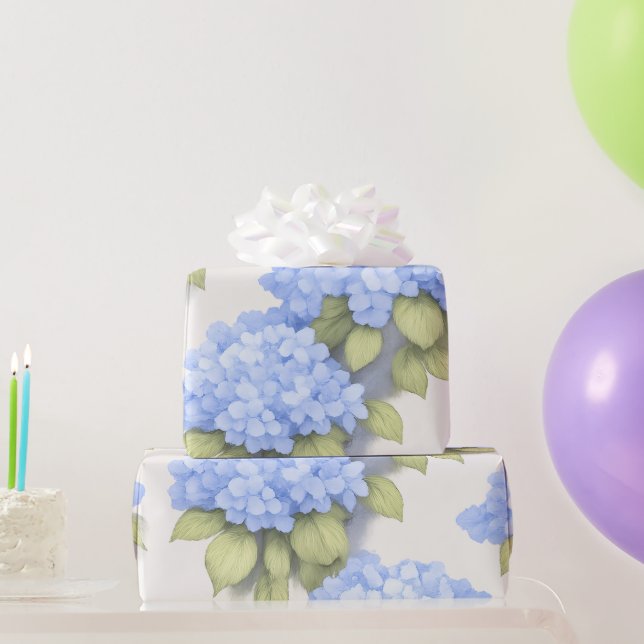 Blaues Hortensien-Blumenverpackungspapier Geschenkpapier (Partygeschenke)