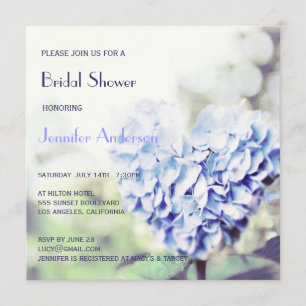 Blaues Hydrangea-Brautparty Einladung