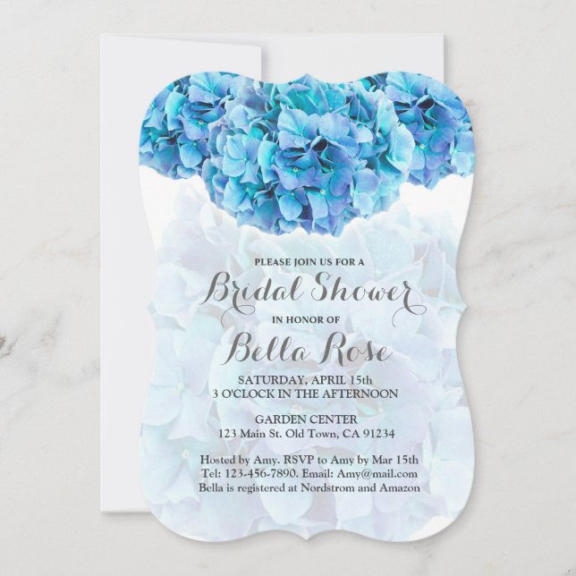 Blaues Hydrangea-Brautparty lädt Hydrangea3 ein Einladung (Vorderseite)