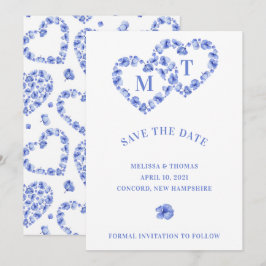 Blaues Hydrangea-Doppelherz Save The Date