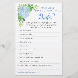 Blaues Hydrangea Geometric Brautparty Game