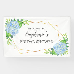 Blaues Hydrangea Geometrisches Brautparty Banner