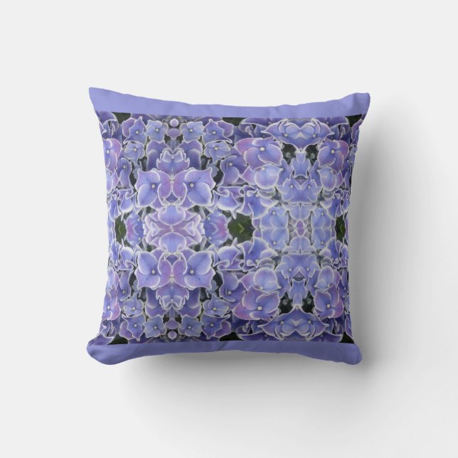 Blaues Hydrangea mit weißem Grenz-Kissen Kissen (Vorderseite)