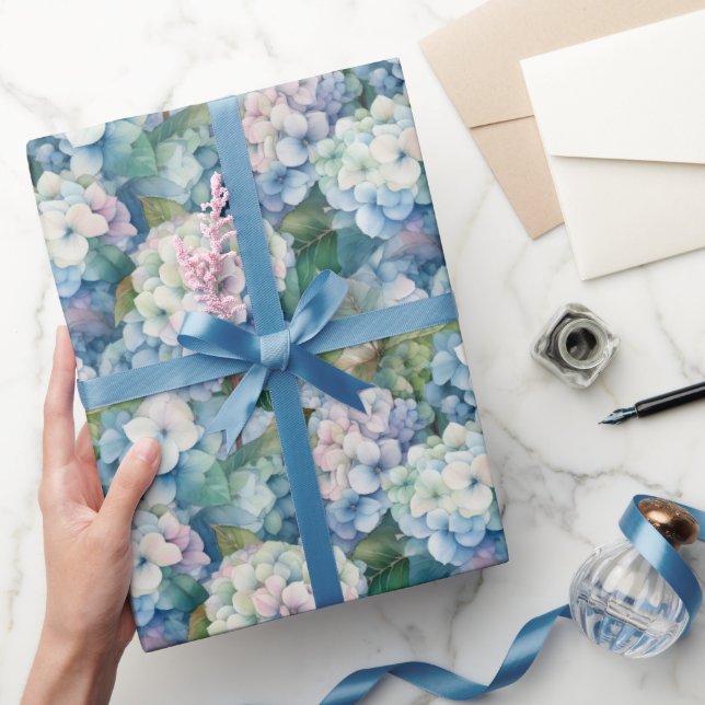 Blaues Hydrangea-Wasser Geschenkpapier (Schenken)