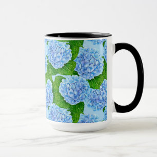Blaues Hydrangea-Wasserfarbenmuster Tasse