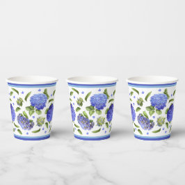 Blaues Hydrangeas Botanisches Kunstmuster Pappbecher