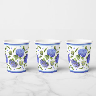Blaues Hydrangeas Botanisches Kunstmuster Pappbecher