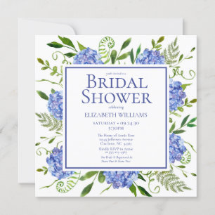 Blaues Hydrangeas-Brautparty Einladung