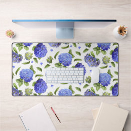 Blaues Hydrangeas florales botanisches Kunstmuster Schreibtischunterlage