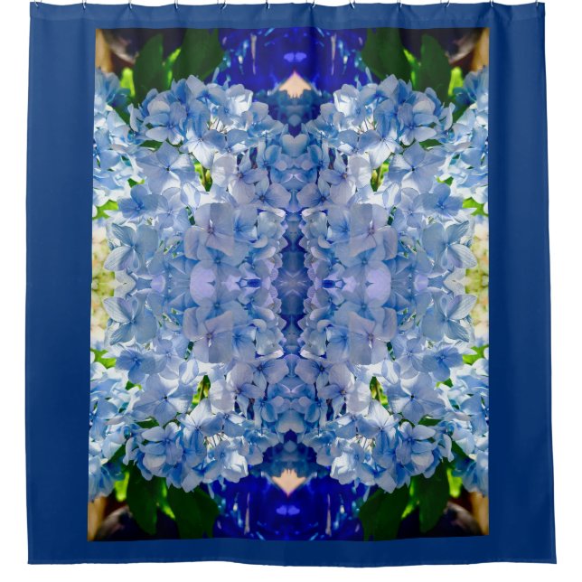 Blaues Hydrangeas-Muster Duschvorhang (Vorderseite)
