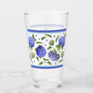 Blaues Hydrangeas-Muster Glas