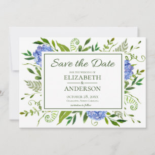 Blaues Hydrangeas-Wasser Save The Date
