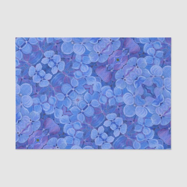 Blaues Hydrangetikettenpapier Seidenpapier (Vorderseite)