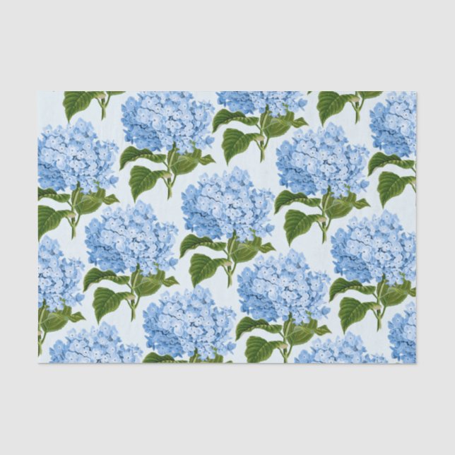 Blaues Hydrangetikettenpapier Seidenpapier (Vorderseite)