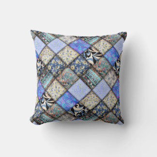 Blaues Imitat-Patchwork-Quiltmuster Kissen