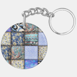 Blaues Imitat-Patchwork-Quiltmuster Schlüsselanhänger