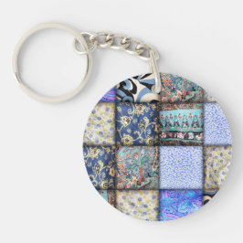Blaues Imitat-Patchwork-Quiltmuster Schlüsselanhänger