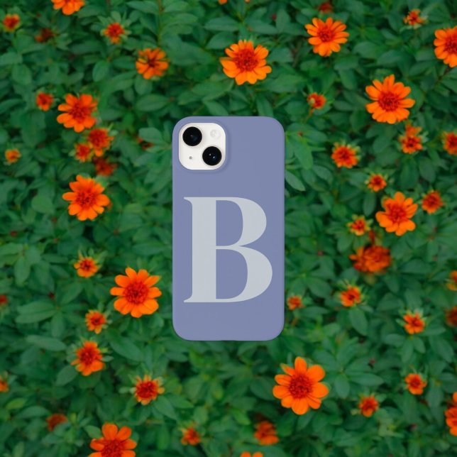 Blaues Initial Name Personalisiertes Monogramm-Des iPhone 14 Hülle (Von Creator hochgeladen)