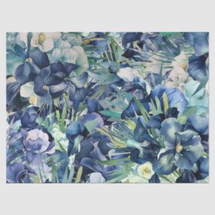 Blaues Iris Aquarellmuster Seidenpapier