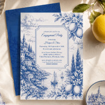 Blaues italienisches Küsten-Toile-Verlobungsparty