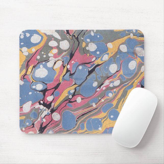 Blaues italienisches Marmormuster Mousepad (Mit Mouse)