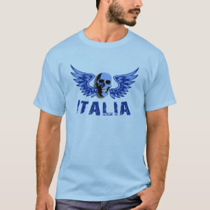 Blaues italienisches Totenkopf-Männer-T-Shirt T-Shirt
