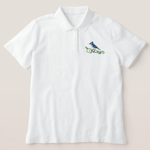 Blaues Jay besticktes Polo-Shirt