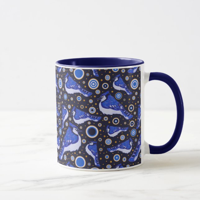 Blaues Jay-Muster Tasse (Rechts)