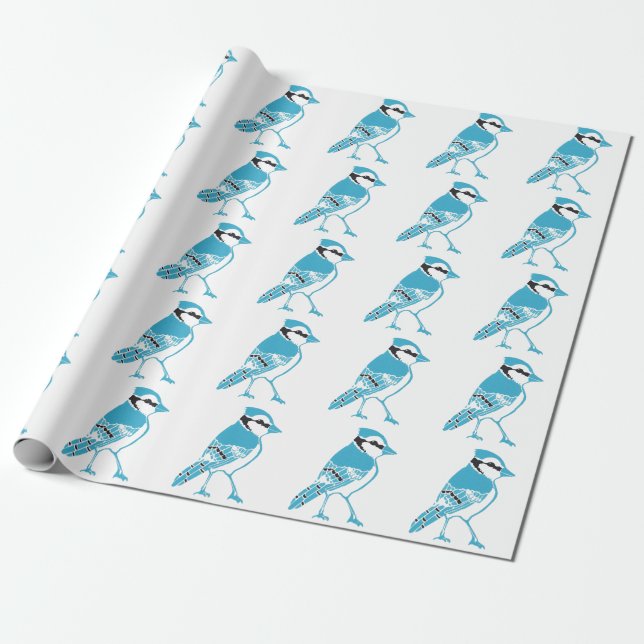 Blaues Jay-Musterpapier Geschenkpapier (Ungerollt)