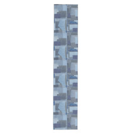 Blaues Jean Patchwork-Denim Shibori Boro Boro Mittelgroßer Tischläufer