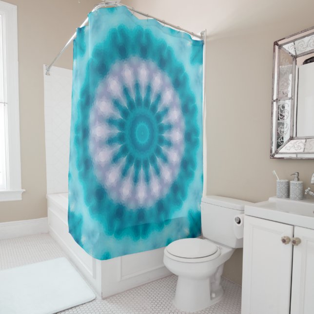 Blaues Kaleidoskop Duschvorhang (Beispiel)