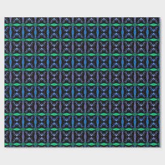 Blaues Kaleidoskop-Fraktalmuster Geschenkpapier