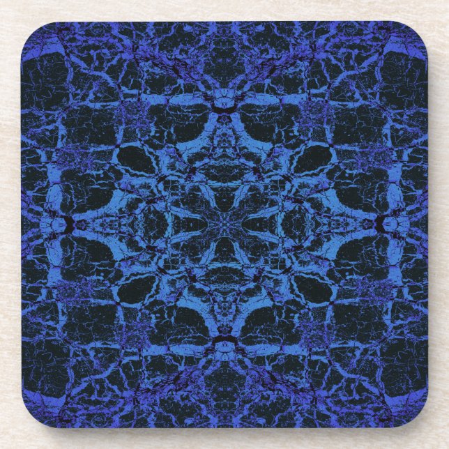 Blaues Kaleidoskop Getränkeuntersetzer (Vorderseite)