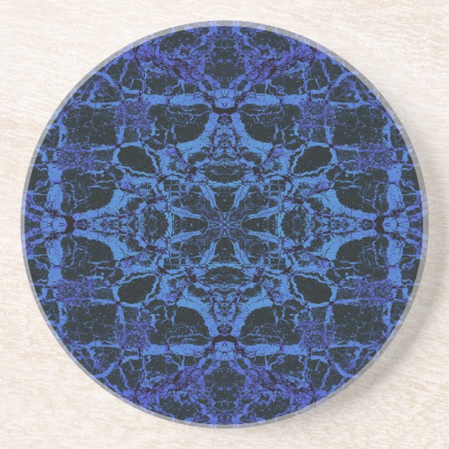 Blaues Kaleidoskop Getränkeuntersetzer (Vorne)