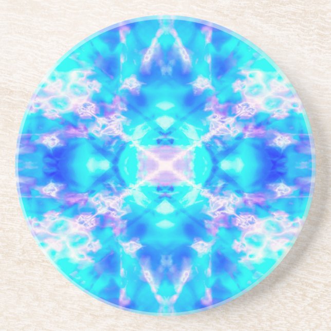 Blaues Kaleidoskop Getränkeuntersetzer (Vorne)