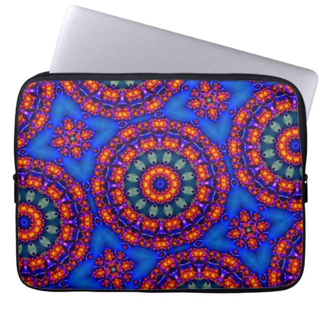 Blaues Kaleidoskop Laptopschutzhülle (Vorderseite)