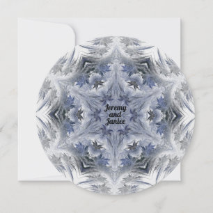Blaues Kaleidoskop Snowflake Design mit Namen Einladung