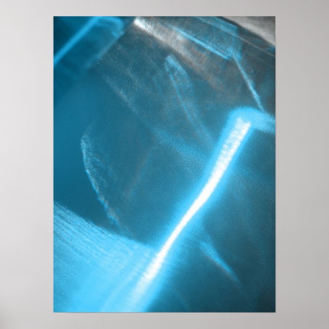Blaues kaltes Licht auf Glass Abstrakt Poster (Vorne)