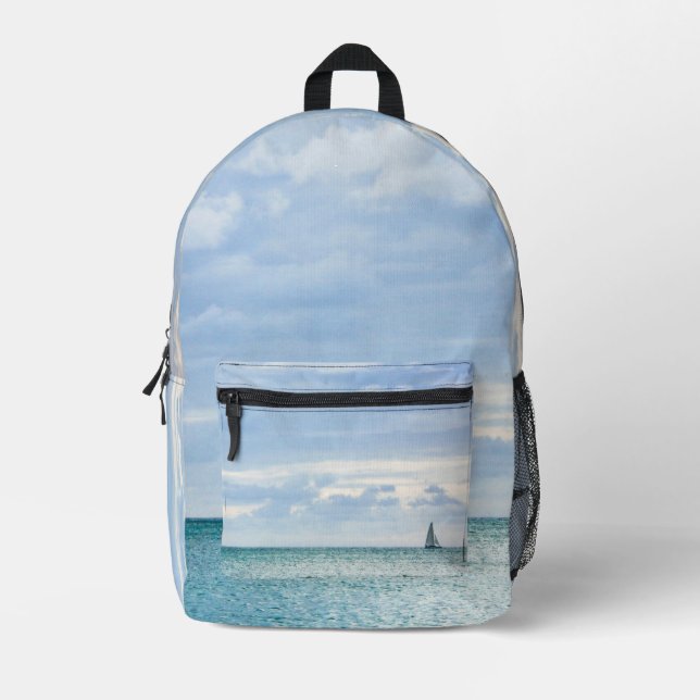 Blaues Karibisches Meer Bedruckter Rucksack (Vorderseite)