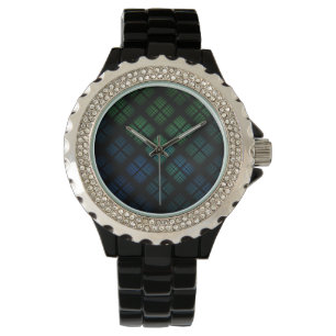 Blaues kariertes armbanduhr