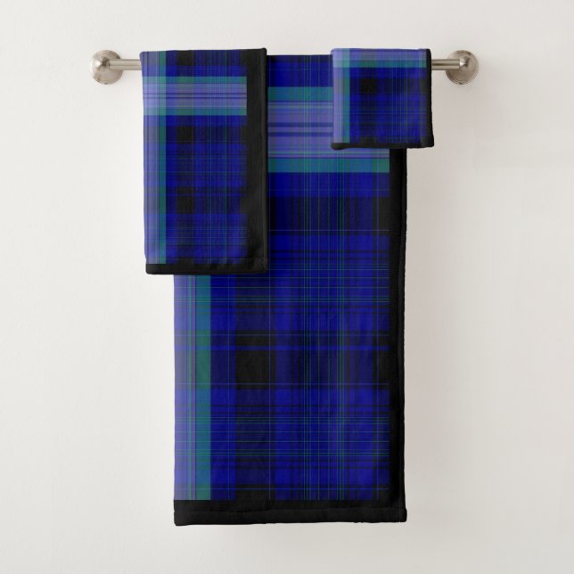 Blaues kariertes Badezimmer-Tuch-Set Badhandtuch Set (Insitu)