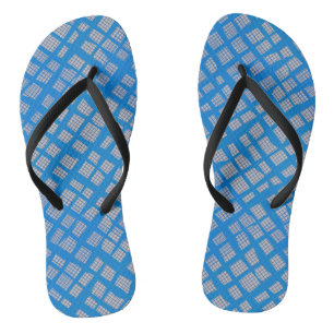 Blaues kariertes Muster B10 L Gray BG Flip Flops